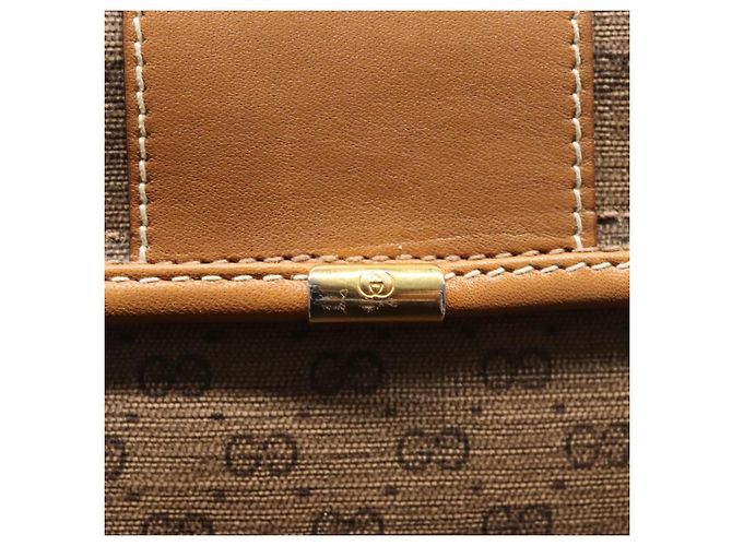 Gucci Borsa a Spalla Micro GG Supreme PVC Beige Oro 001 14 5364 Auth ep7769 D'oro - vista 10