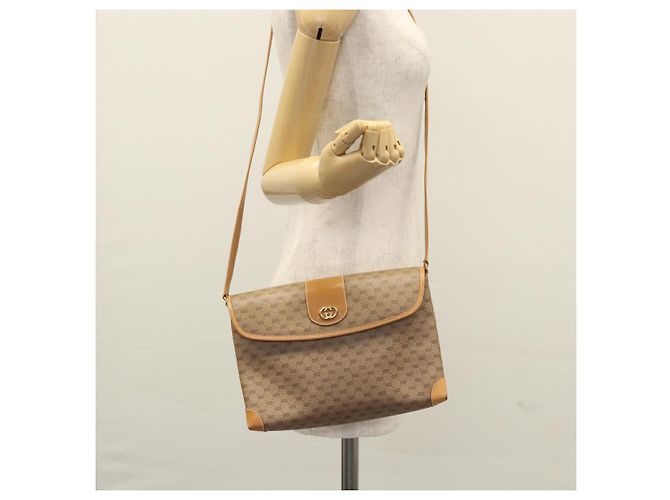 Gucci Borsa a Spalla Micro GG Supreme PVC Beige Oro 001 14 5364 Auth ep7769 D'oro - vista 26