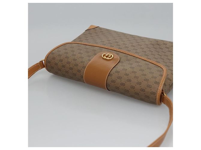 Gucci Borsa a Spalla Micro GG Supreme PVC Beige Oro 001 14 5364 Auth ep7769 D'oro - vista 6
