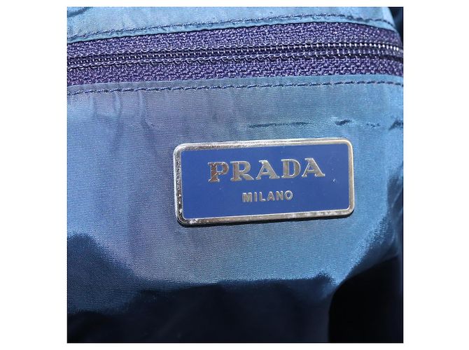 Borsa Tote PRADA in nylon blu Auth nb209 - vista 10