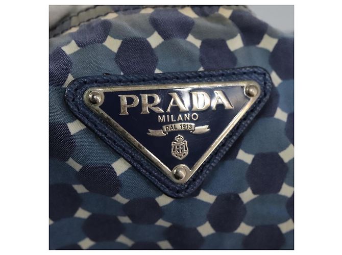 Borsa Tote PRADA in nylon blu Auth nb209 - vista 17