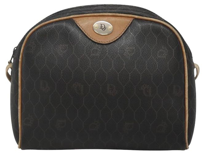 Borsa a spalla in tela a nido d'ape Christian Dior in pelle PVC nera Auth ti2906 - vista 13