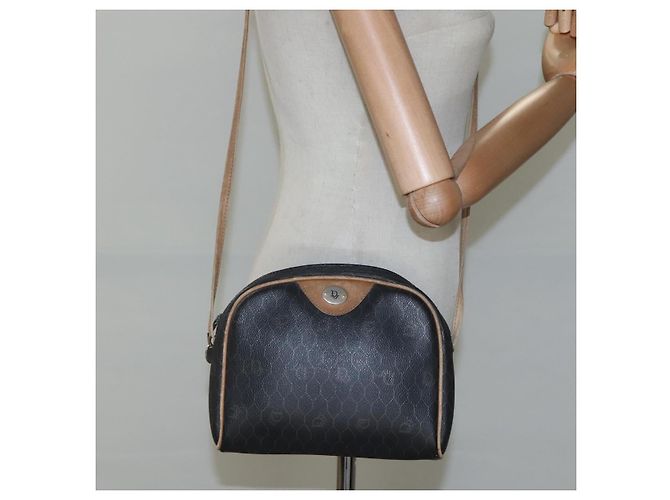 Borsa a spalla in tela a nido d'ape Christian Dior in pelle PVC nera Auth ti2906 - vista 20