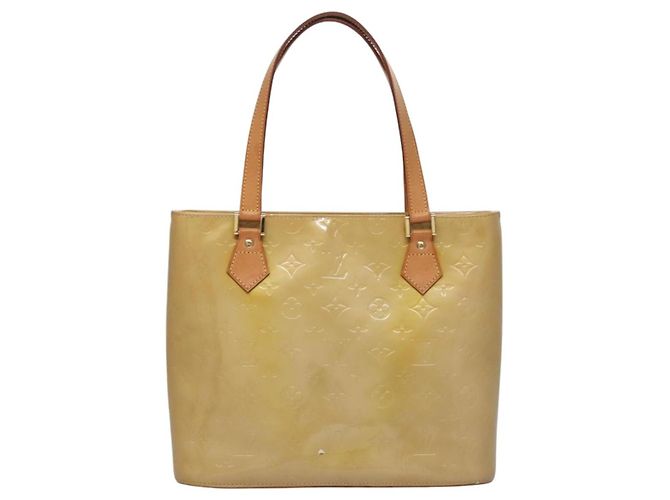 LOUIS VUITTON Monogram Vernis Houston Bolsa de Mão Bege M91004 LV Auth EC214 - vista 13
