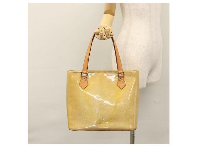 LOUIS VUITTON Monogram Vernis Houston Bolsa de Mão Bege M91004 LV Auth EC214 - vista 27
