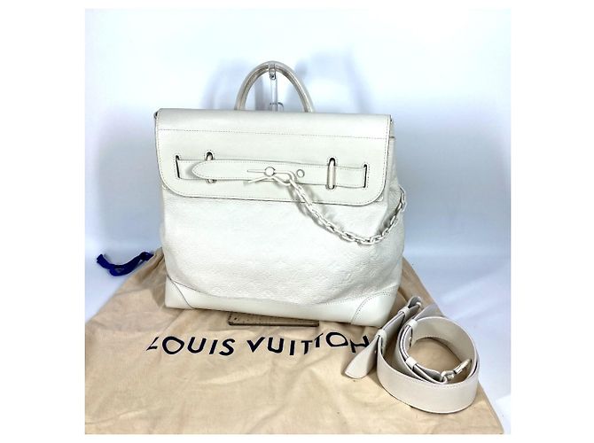 Borsa Tote Steamer PM in Taurillon Monogram Louis Vuitton Bianco - vista 17