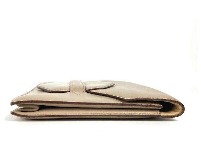 Hermès Borsa clutch in pelle beige vintage Hermes - vista 3