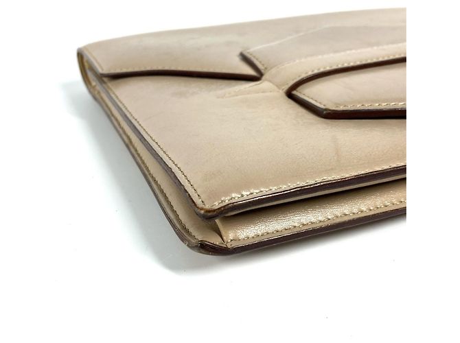 Hermès Borsa clutch in pelle beige vintage Hermes - vista 5