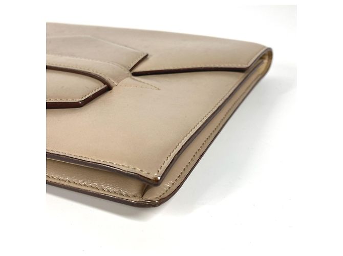 Hermès Borsa clutch in pelle beige vintage Hermes - vista 6