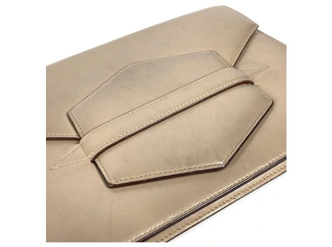 Hermès Borsa clutch in pelle beige vintage Hermes - vista 7