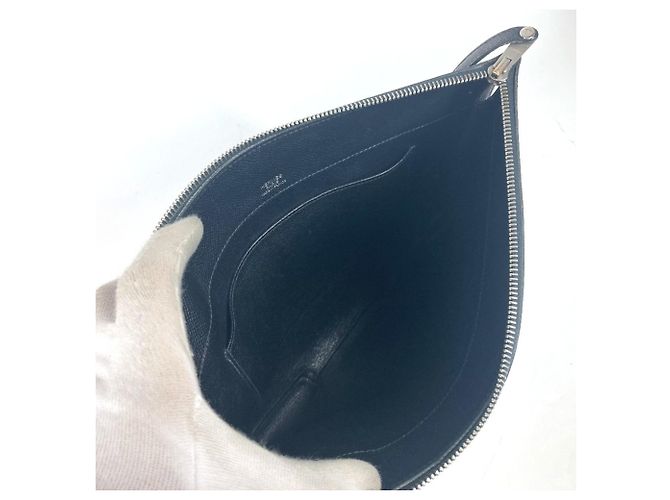 Hermès Borsa clutch in pelle Epsom nera Hermes Nero - vista 10