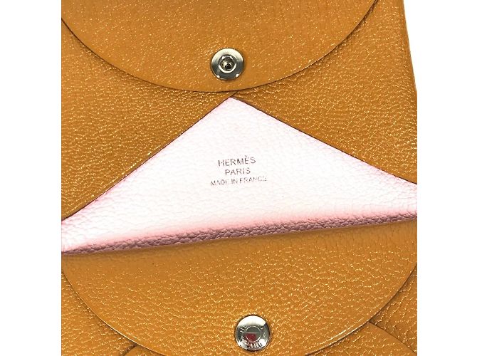Hermès Hermes Bi-fold Bicolor Calvi Duo Verso Coin Purse Pink Beige - view 8