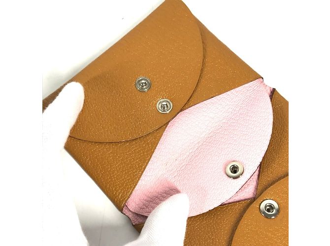 Hermès Hermes Bi-fold Bicolor Calvi Duo Verso Coin Purse Pink Beige - view 9