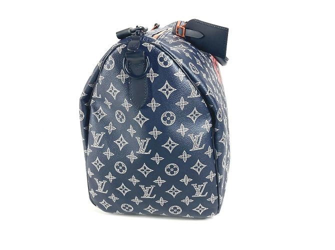 Louis Vuitton Monogram Ink auf dem Kopf Keepall Bandoulière 50 Rot Marineblau - Ansicht 4
