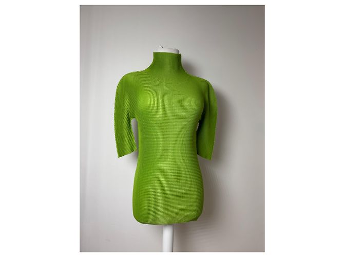 Vintage Issey Miyake plissierter Rollkragenpullover 38/M grün - Ansicht 14