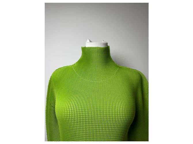 Vintage Issey Miyake plissierter Rollkragenpullover 38/M grün - Ansicht 2