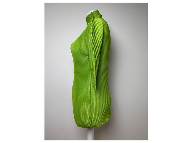 Vintage Issey Miyake plissierter Rollkragenpullover 38/M grün - Ansicht 3