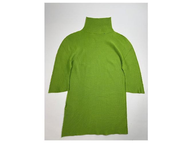 Vintage Issey Miyake plissierter Rollkragenpullover 38/M grün - Ansicht 9