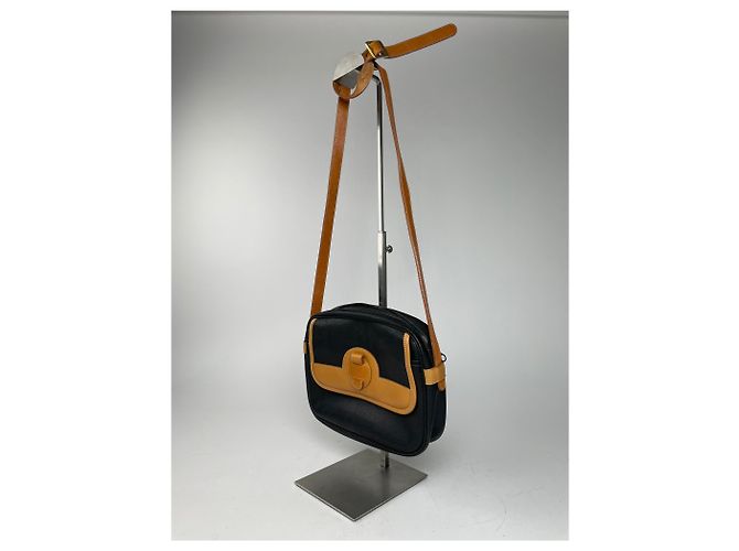 Vintage Courreges Paris Leder Umhängetasche schwarz braun - Ansicht 12