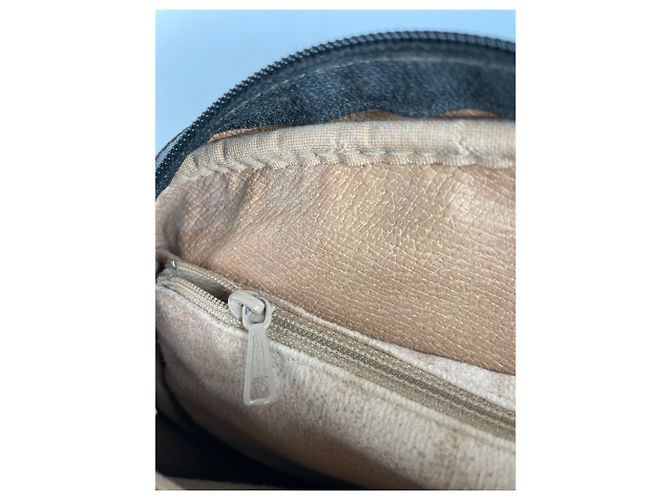 Vintage Courreges Paris Leder Umhängetasche schwarz braun - Ansicht 3