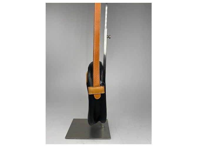 Vintage Courreges Paris Leder Umhängetasche schwarz braun - Ansicht 6