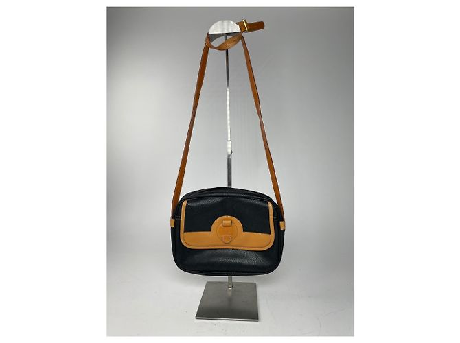 Vintage Courreges Paris Leder Umhängetasche schwarz braun - Ansicht 7