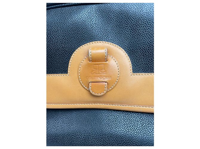 Vintage Courreges Paris Leder Umhängetasche schwarz braun - Ansicht 8