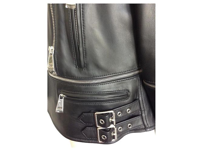 Christopher Kane Lederjacke Schwarz mit Tartan Kragen Biker Jacke Mehrfarben - Ansicht 13