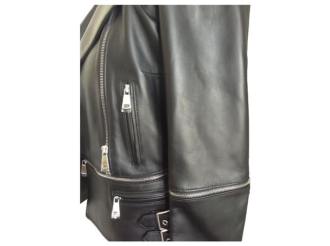 Christopher Kane Lederjacke Schwarz mit Tartan Kragen Biker Jacke Mehrfarben - Ansicht 9