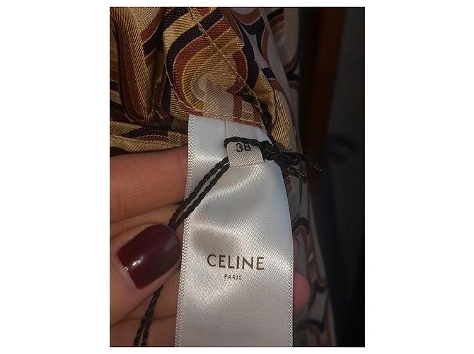 Giacca Bomber Céline Marrone Oro Seta D'oro - vista 7