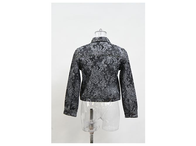 Schwarze Baumwoll-Denim-Jacke mit Spitzenmuster von Marc Jacobs - Ansicht 10