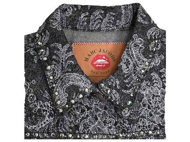 Schwarze Baumwoll-Denim-Jacke mit Spitzenmuster von Marc Jacobs - Ansicht 4