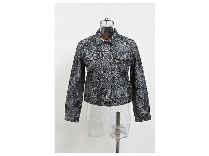 Schwarze Baumwoll-Denim-Jacke mit Spitzenmuster von Marc Jacobs - Ansicht 8