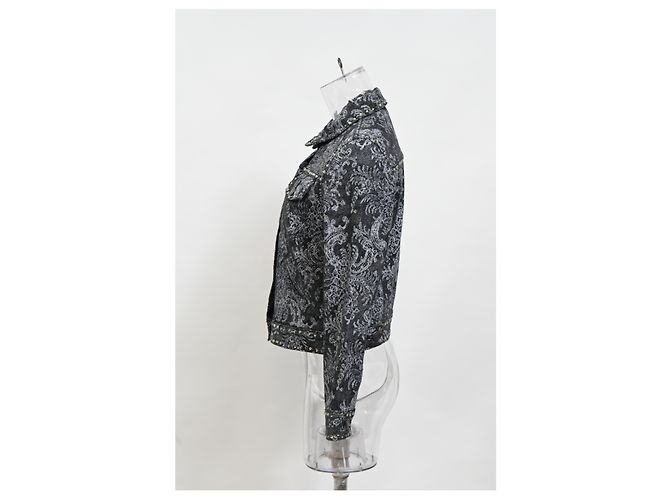 Schwarze Baumwoll-Denim-Jacke mit Spitzenmuster von Marc Jacobs - Ansicht 9