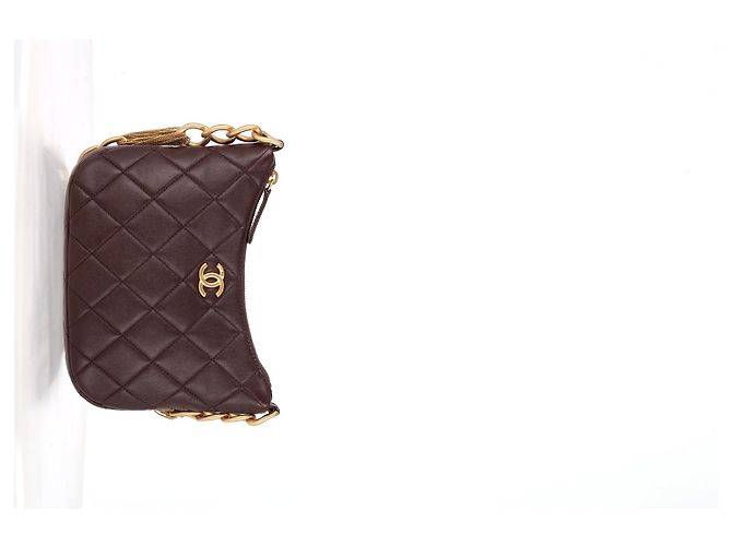 Timeless Bolsa hobo Chanel CC em couro marrom com corrente mista acolchoada Vermelho - vista 10