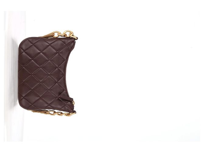 Timeless Bolsa hobo Chanel CC em couro marrom com corrente mista acolchoada Vermelho - vista 12