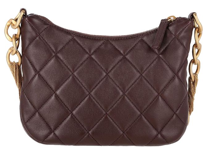 Timeless Bolsa hobo Chanel CC em couro marrom com corrente mista acolchoada Vermelho - vista 3