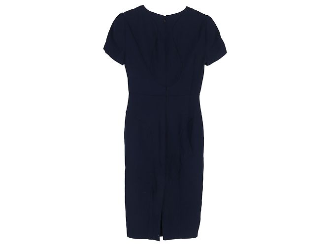 Abito midi con scollo a V Alexander Mcqueen in acetato blu navy - vista 2