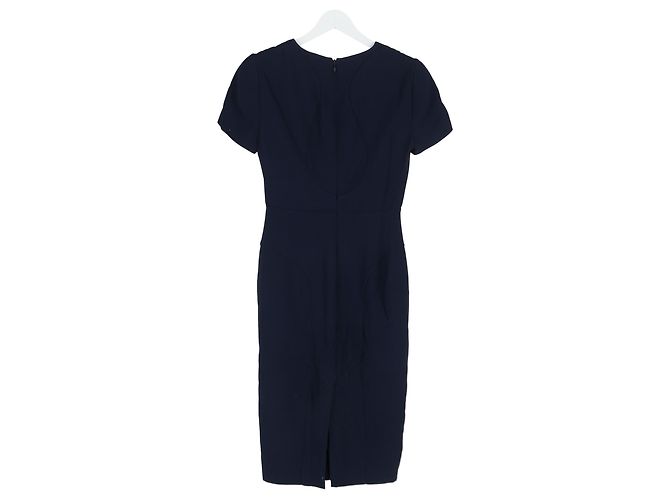 Abito midi con scollo a V Alexander Mcqueen in acetato blu navy - vista 5