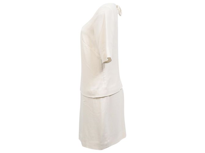 Vestido mini con efecto de cuello en la espalda Sandro Paris en viscosa blanca Blanco Crudo - vista 2