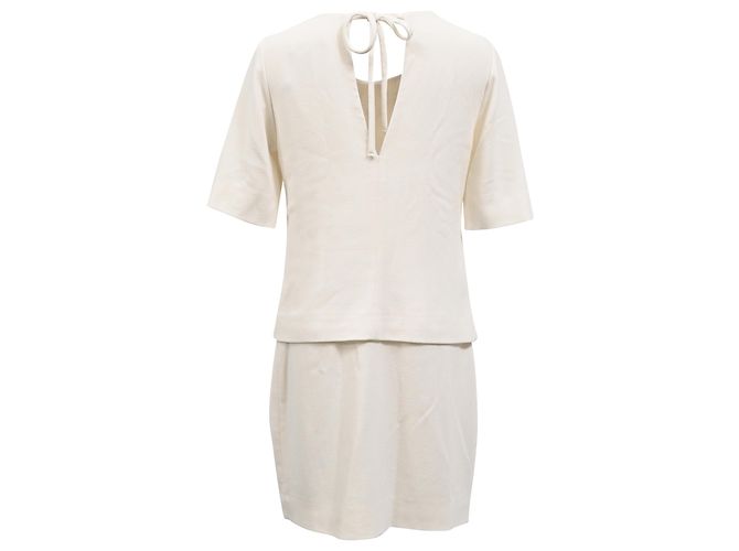 Vestido mini con efecto de cuello en la espalda Sandro Paris en viscosa blanca Blanco Crudo - vista 3