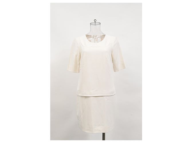 Vestido mini con efecto de cuello en la espalda Sandro Paris en viscosa blanca Blanco Crudo - vista 6