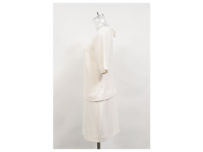Vestido mini con efecto de cuello en la espalda Sandro Paris en viscosa blanca Blanco Crudo - vista 7
