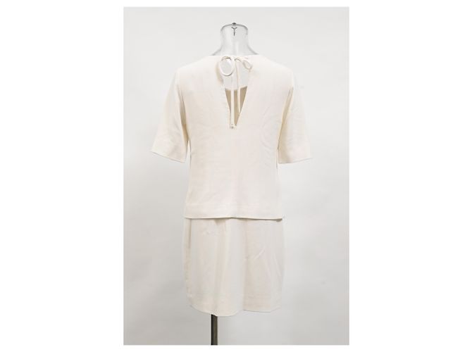 Vestido mini con efecto de cuello en la espalda Sandro Paris en viscosa blanca Blanco Crudo - vista 8