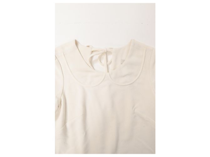 Vestido mini con efecto de cuello en la espalda Sandro Paris en viscosa blanca Blanco Crudo - vista 9