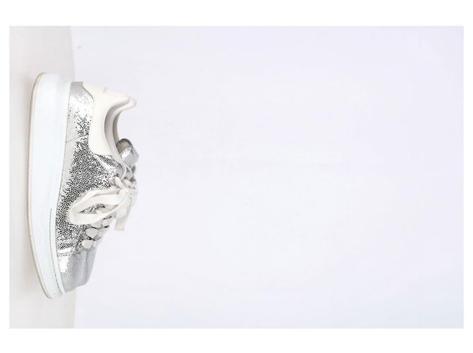 Sneakers Oversized Alexander Mcqueen in pelle metallica argento Metallico - vista 12