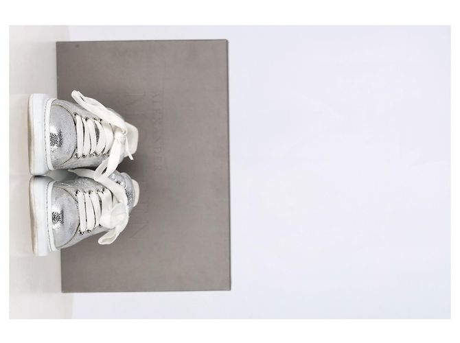 Sneakers Oversized Alexander Mcqueen in pelle metallica argento Metallico - vista 13