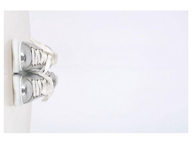 Sneakers Oversized Alexander Mcqueen in pelle metallica argento Metallico - vista 14
