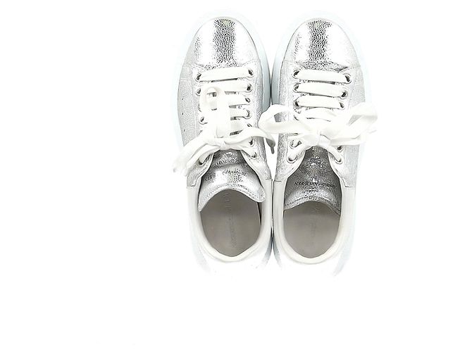 Sneakers Oversized Alexander Mcqueen in pelle metallica argento Metallico - vista 15