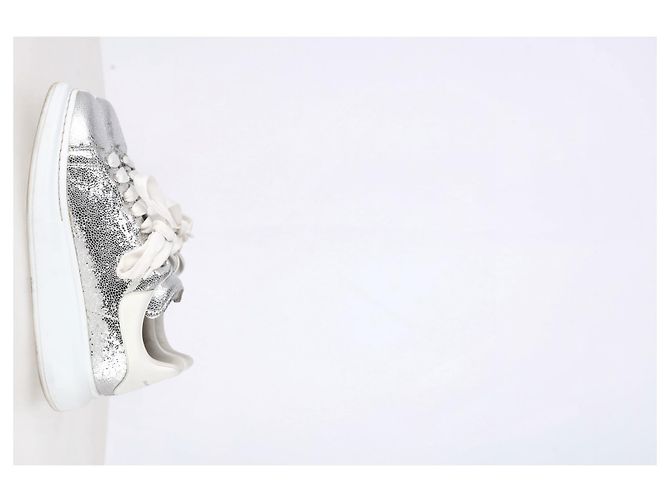 Sneakers Oversized Alexander Mcqueen in pelle metallica argento Metallico - vista 16